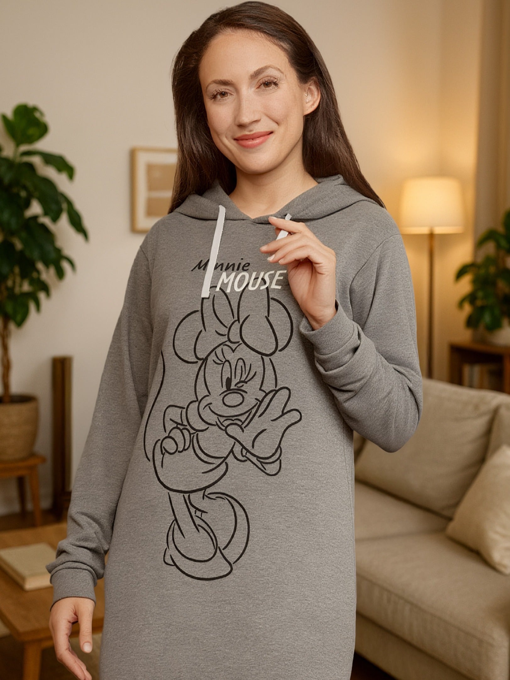 Damen Hoodie Kleid Minnie Maus