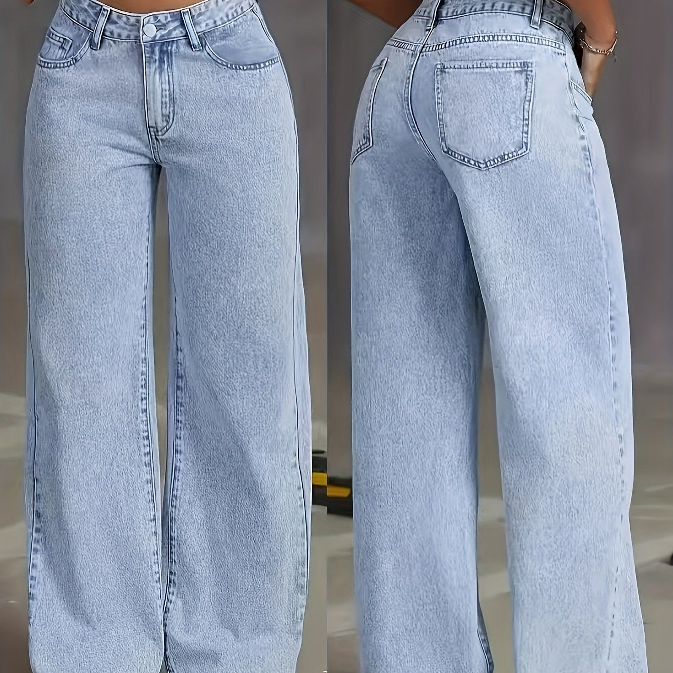 Damen Wide Leg Jeans Hellblau
