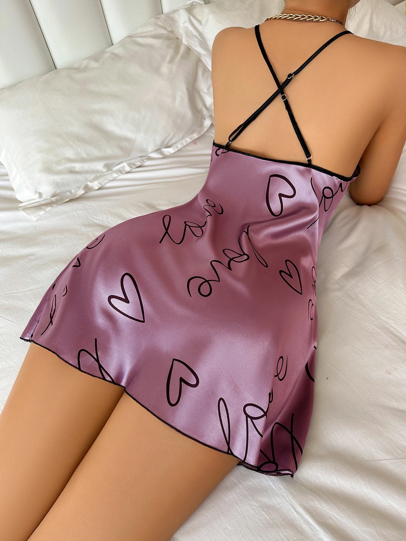 Damen Schlafkleid Herz Print Sommer