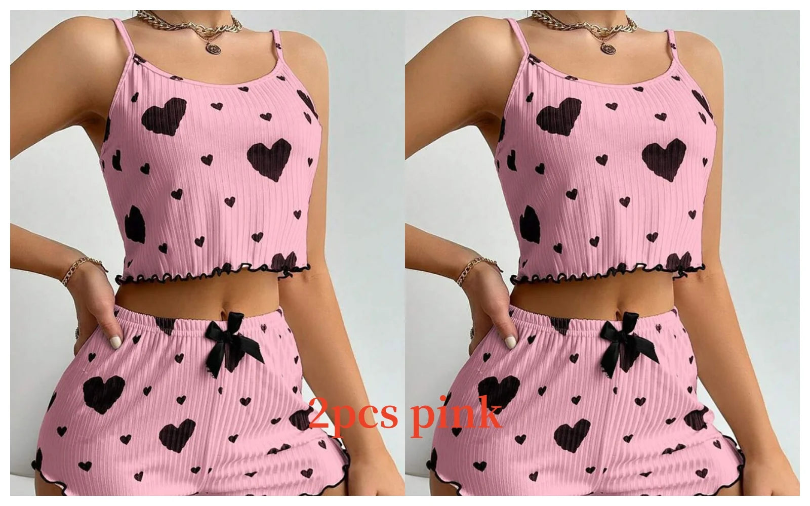 Damen Pyjama Set Love Weiß