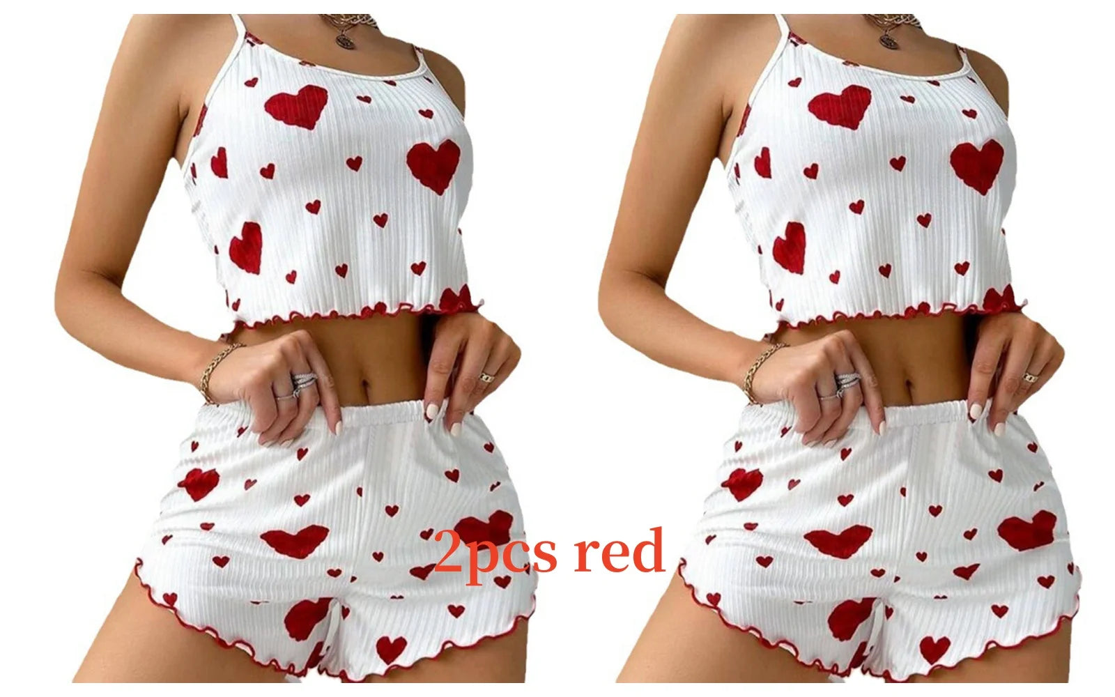 Damen Pyjama Set Love Weiß