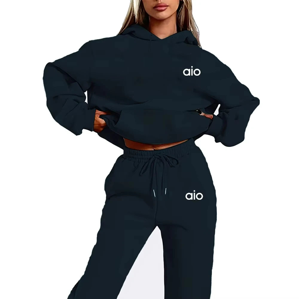 Damen Hoodie Set Monochrom