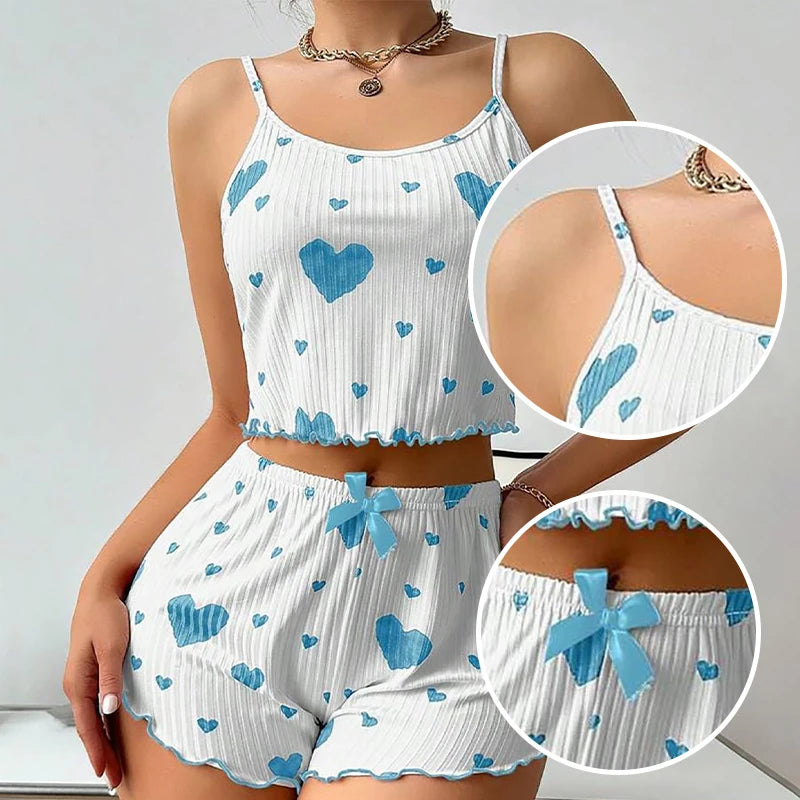 Damen Pyjama Set Love Weiß