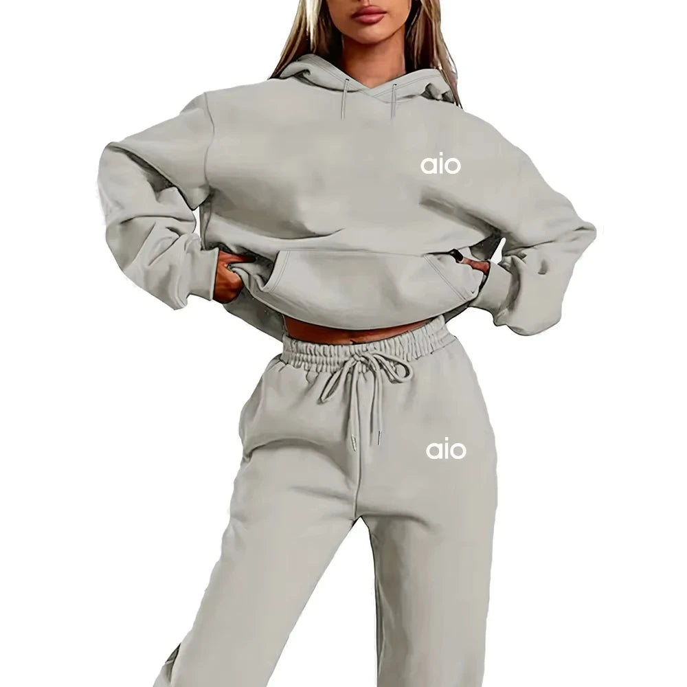 Damen Hoodie Set Monochrom