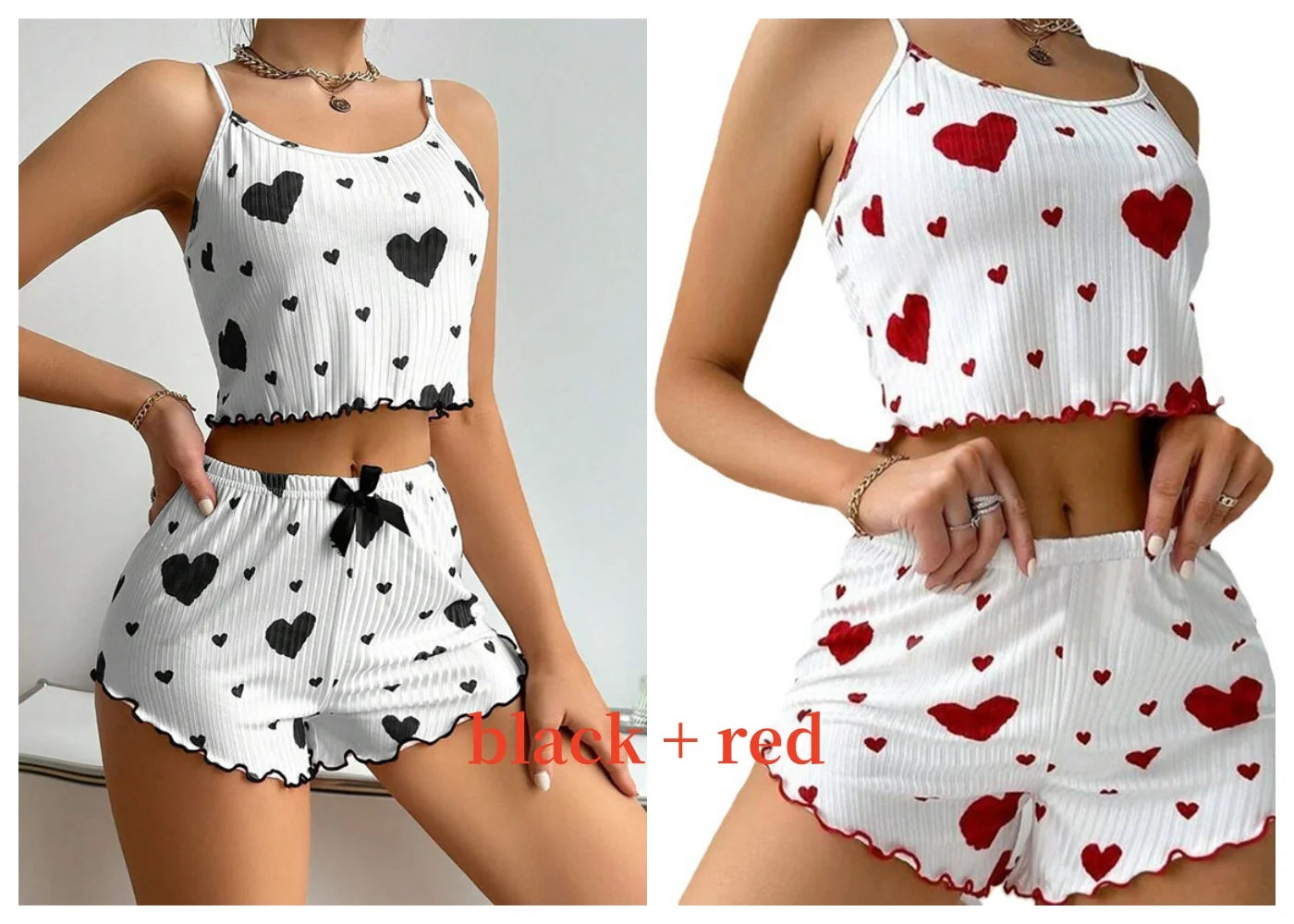 Damen Pyjama Set Love Weiß
