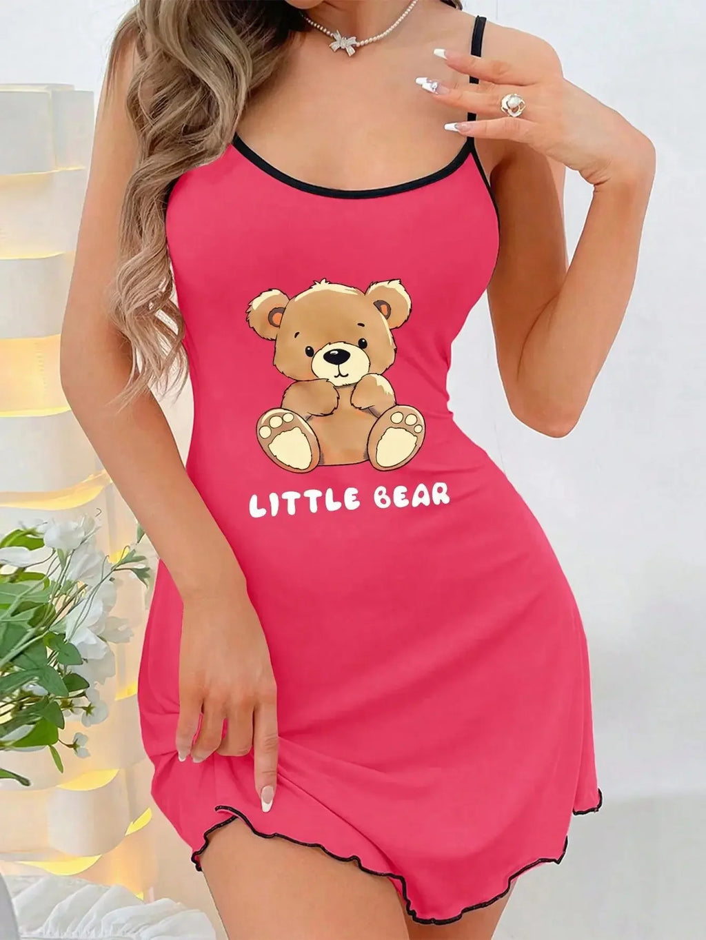 Damen Mini Nachthemd Sommer Bär