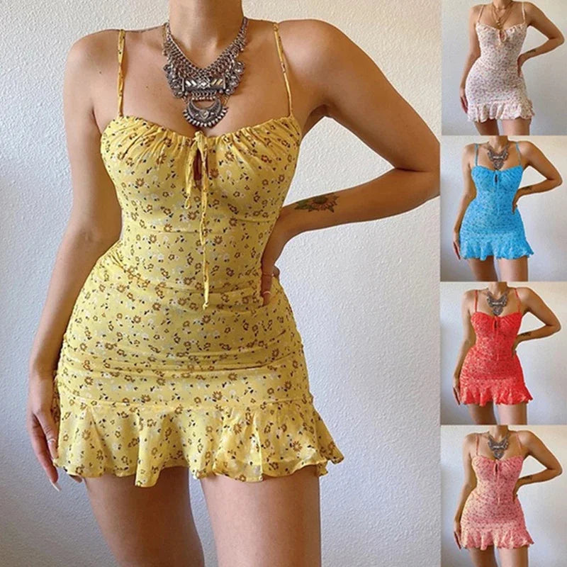 Damen Sommerkleid Blumen Sexy Casual A-Linie Bequem & Leicht