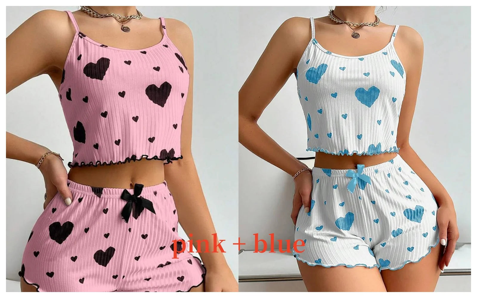 Damen Pyjama Set Love Weiß