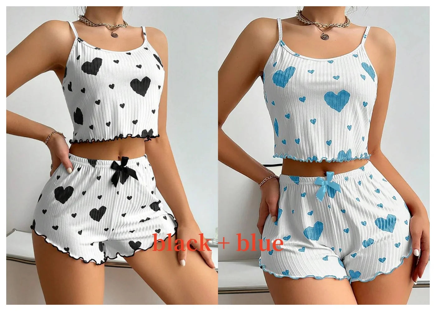 Damen Pyjama Set Love Weiß