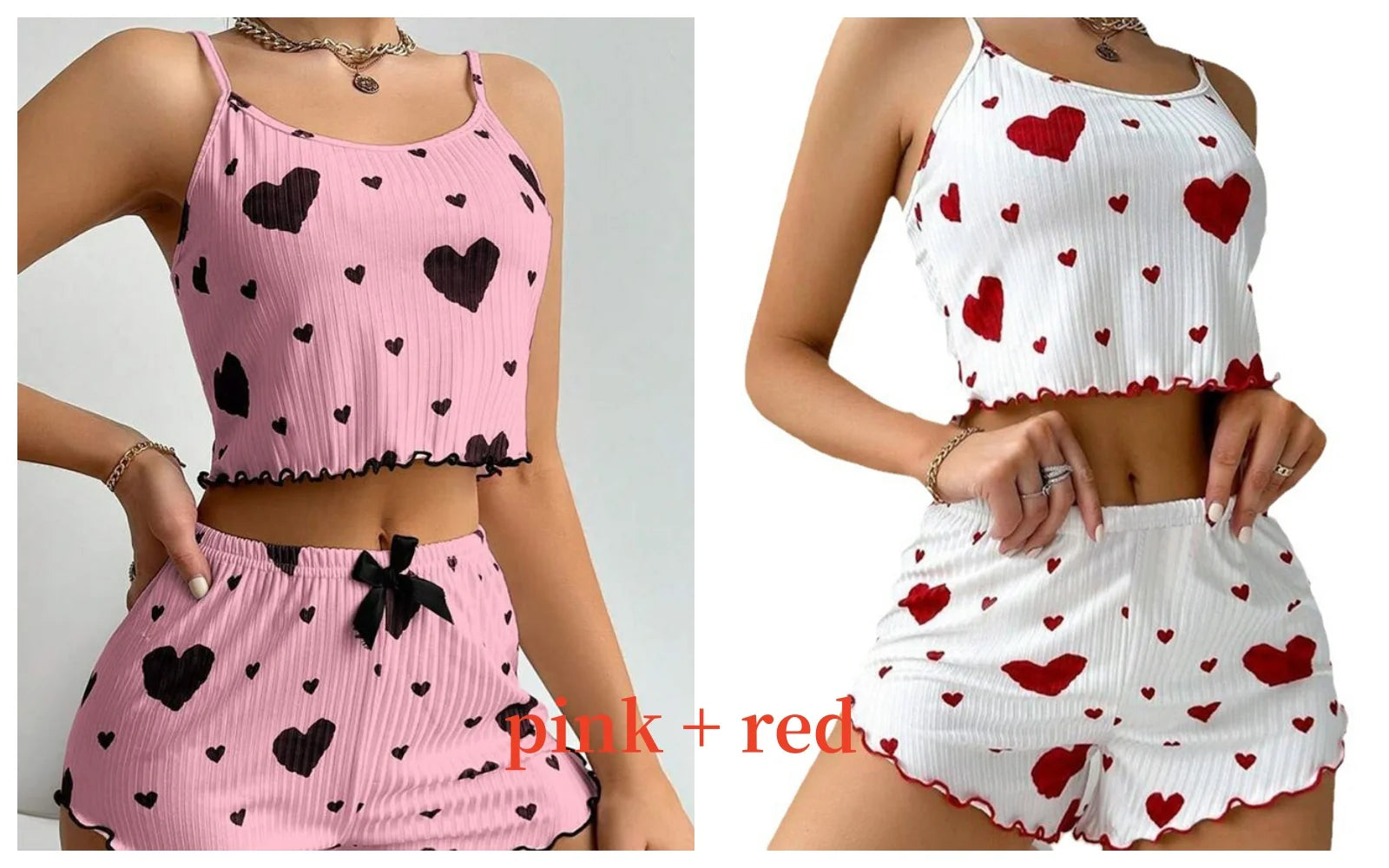 Damen Pyjama Set Love Weiß