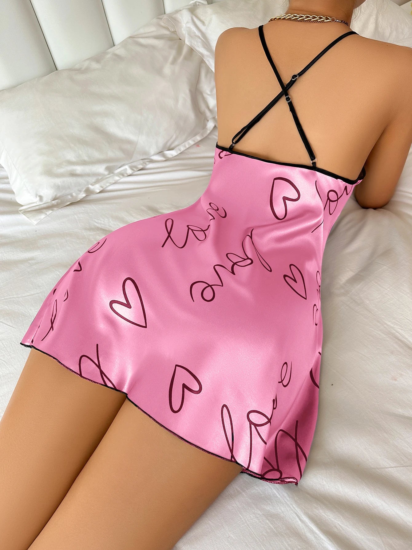 Damen Schlafkleid Herz Print Sommer