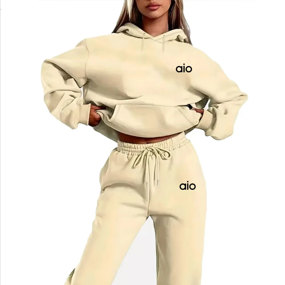 Damen Hoodie Set Monochrom