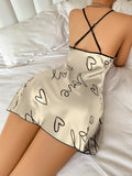 Damen Schlafkleid Herz Print Sommer
