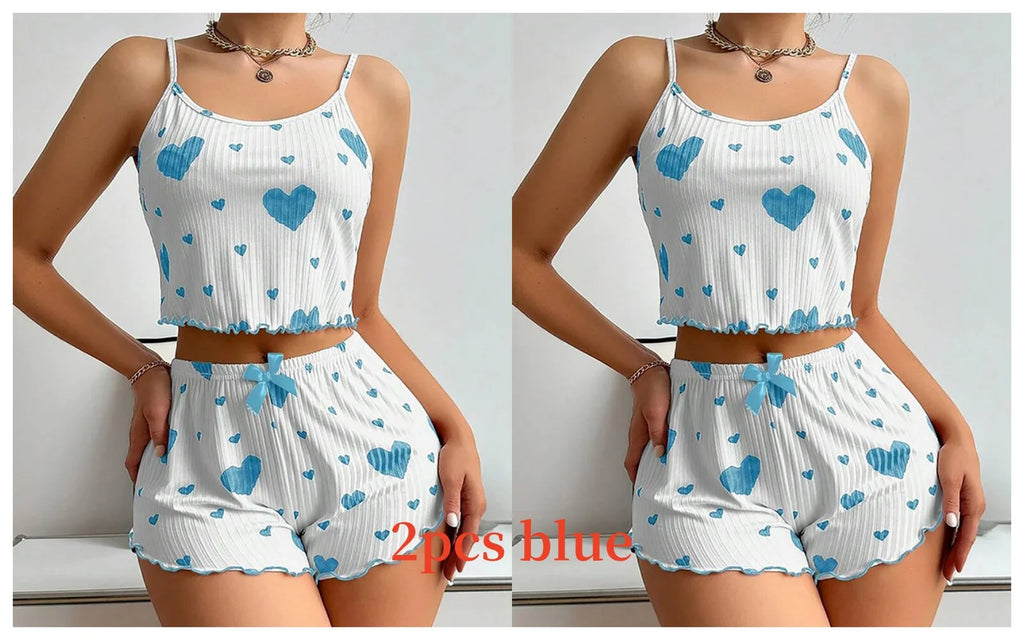 Damen Pyjama Set Love Weiß
