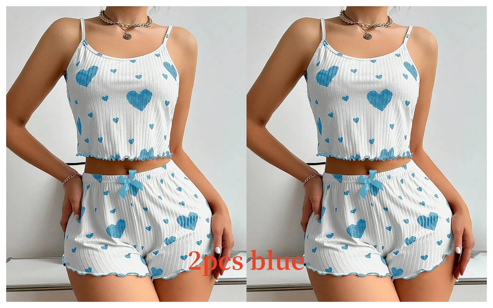 Damen Pyjama Set Love Weiß