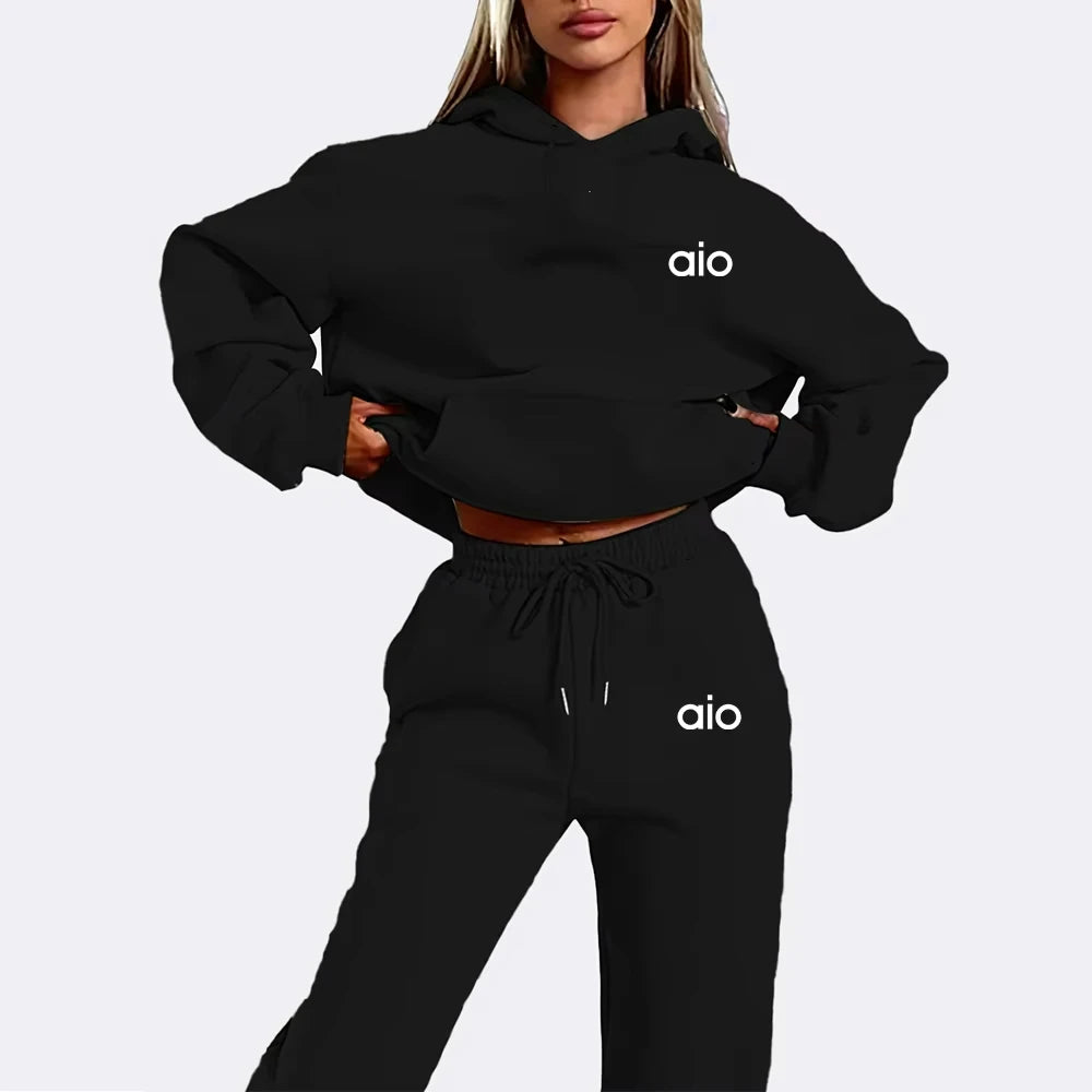 Damen Hoodie Set Monochrom