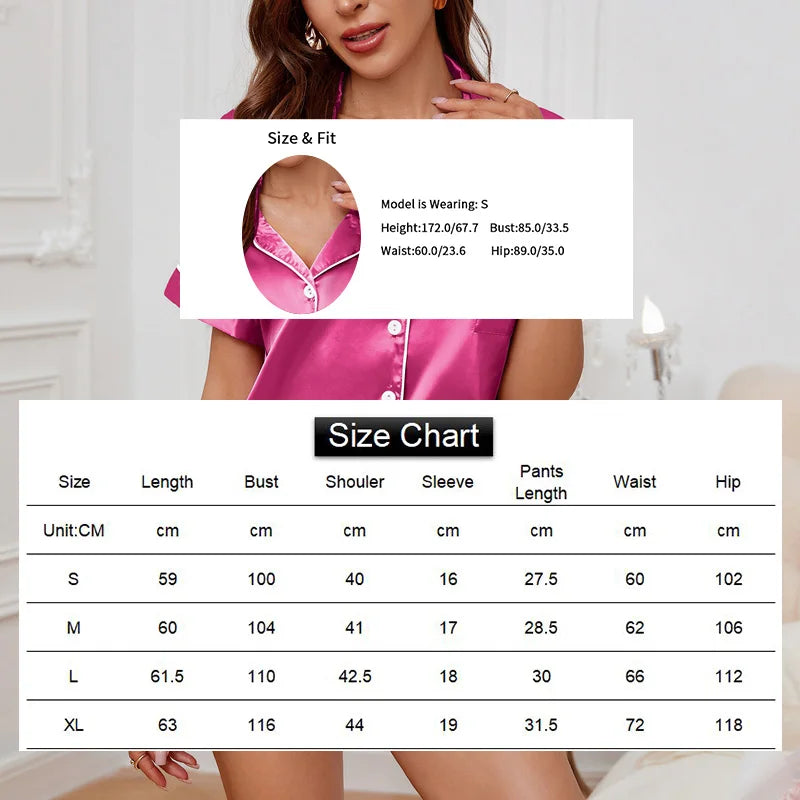 Luxus Damen Satin Pyjama Set