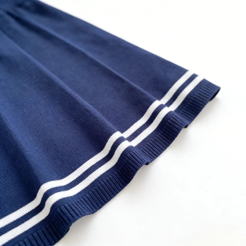 Damen Weißes Kurzarm Kleid mit Kragen & Schleife A-Linie