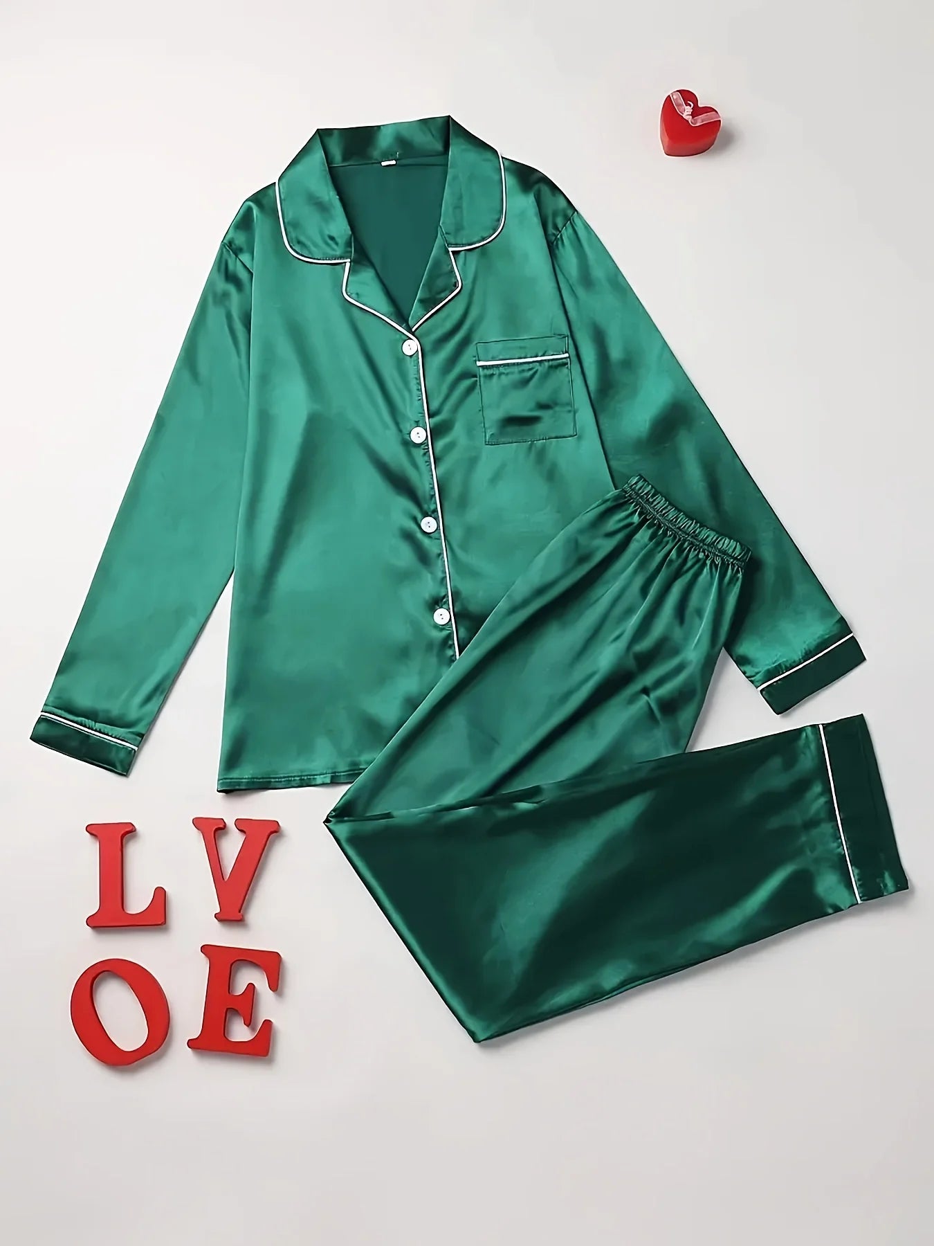 Damen Pyjama Set Langarm Revers