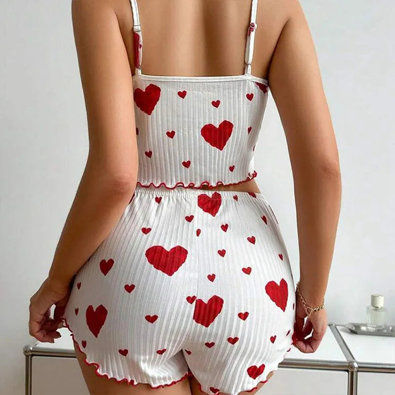 Damen Pyjama Set Love Weiß