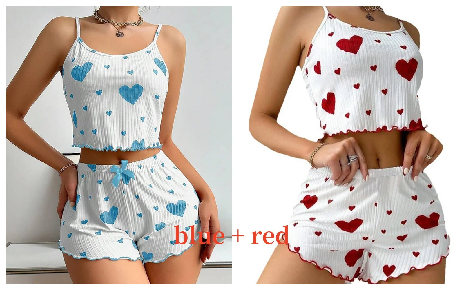 Damen Pyjama Set Love Weiß