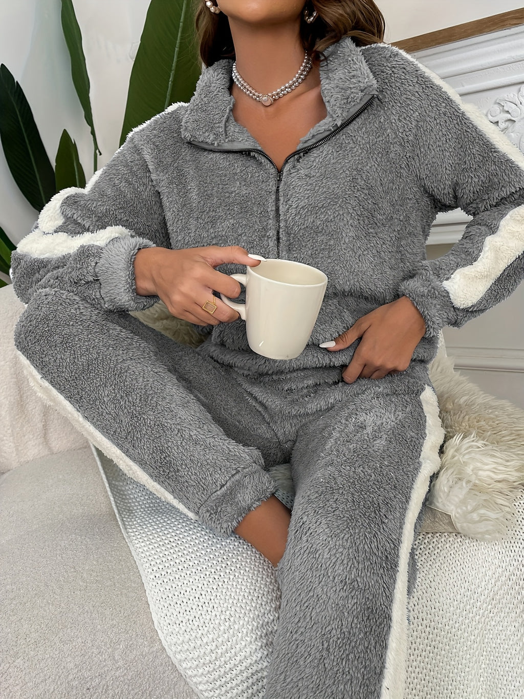 Unisex Kuschel Loungewear Set Zip