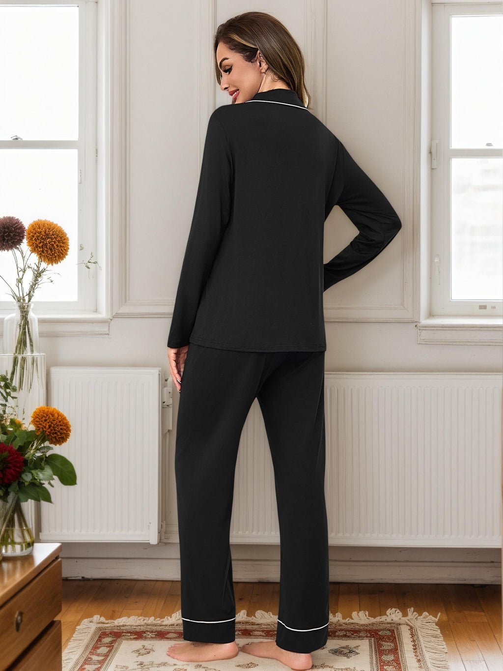 Damen Pyjama Set Knopfleiste