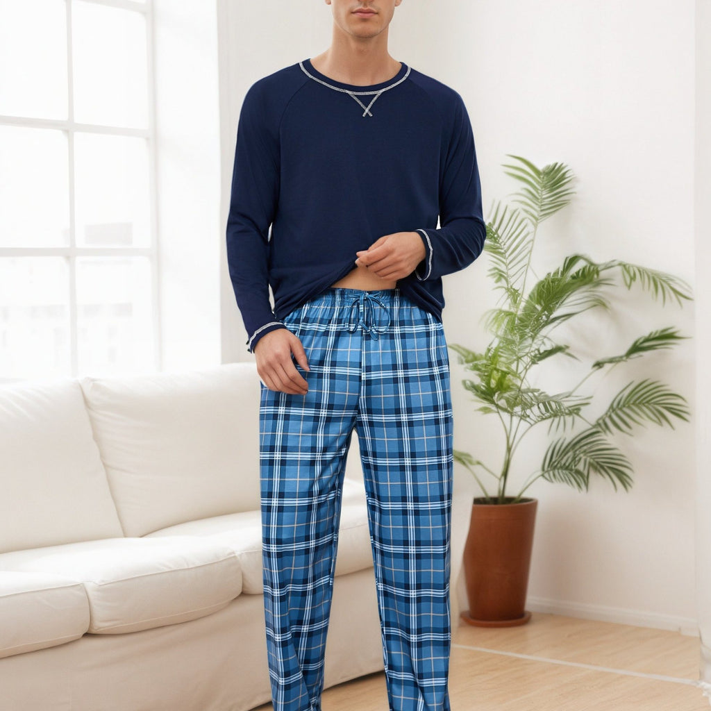 Herren Baumwoll Pyjama Streifen Winter