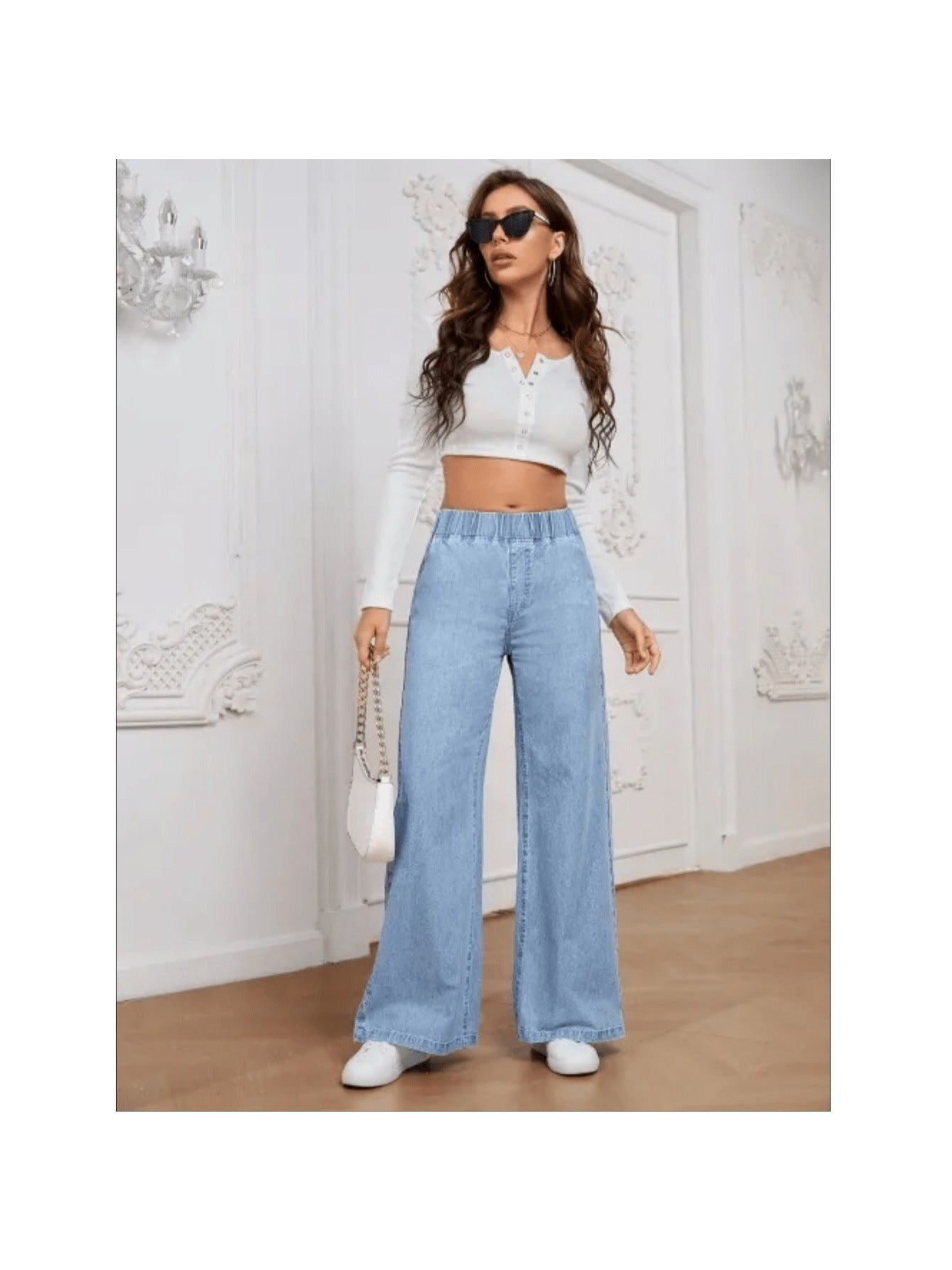 Damen Stoffhose Wide Leg