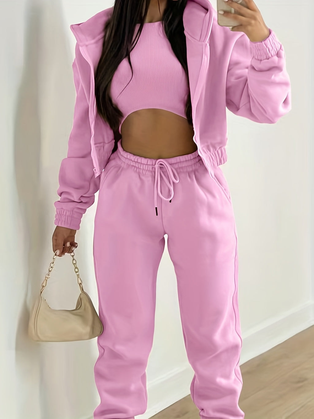 Damen Winter Hoodie Set Samt