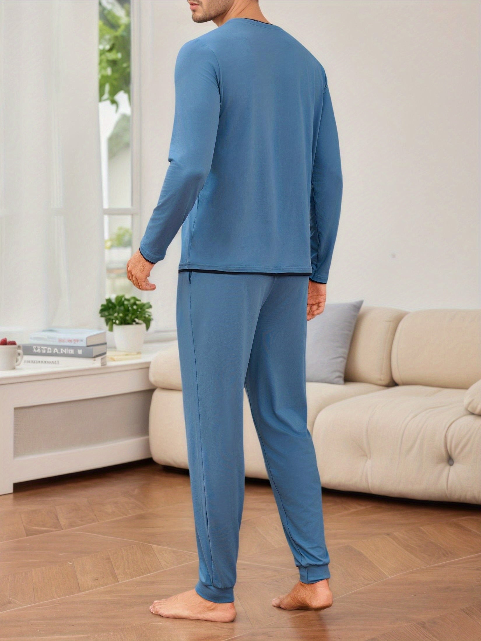 Herren Baumwoll Pyjama Colorblock Set