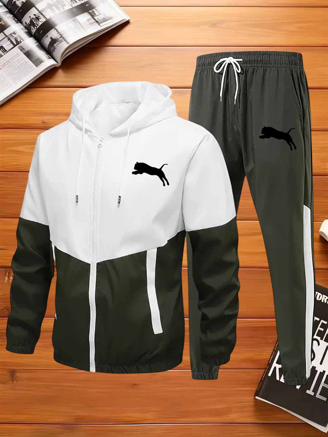 Herren Hoodie Jacken Set Patchwork