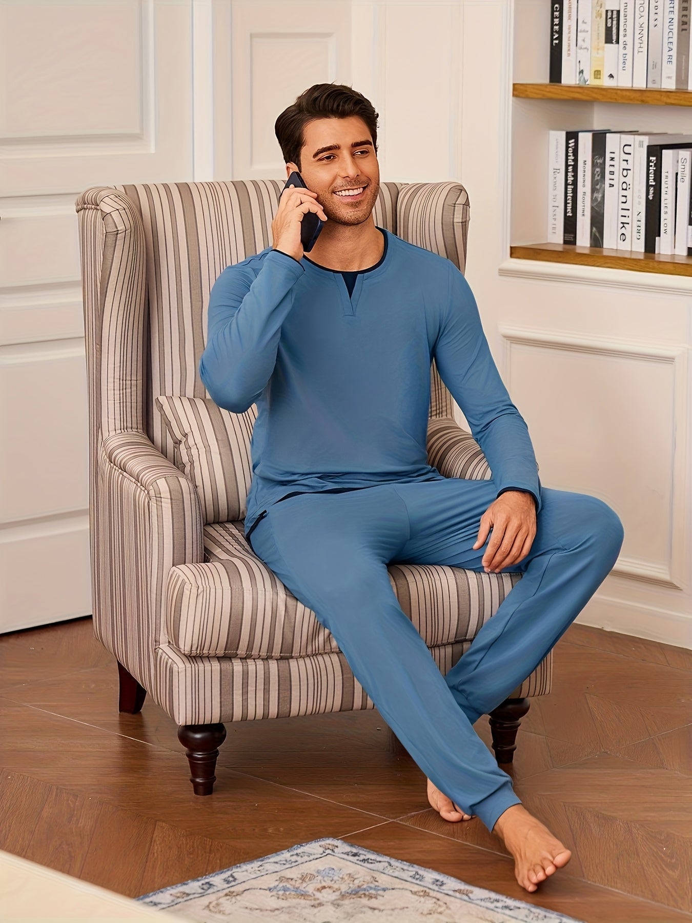 Herren Baumwoll Pyjama Colorblock Set