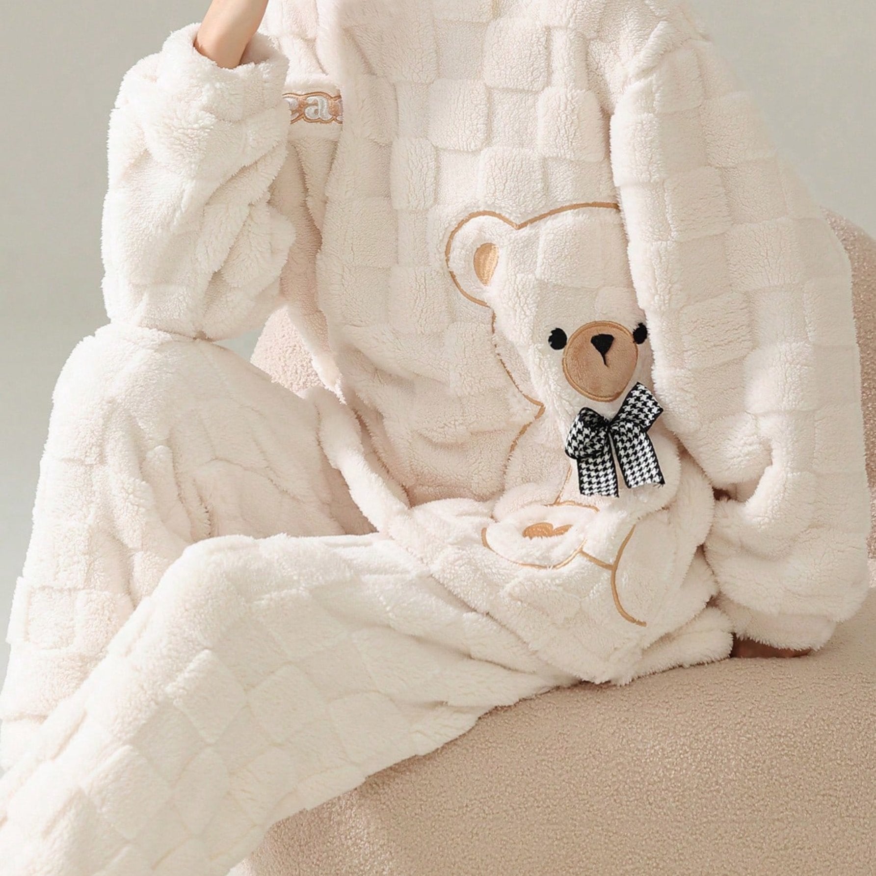 Damen Warmer Pyjama Bär Set