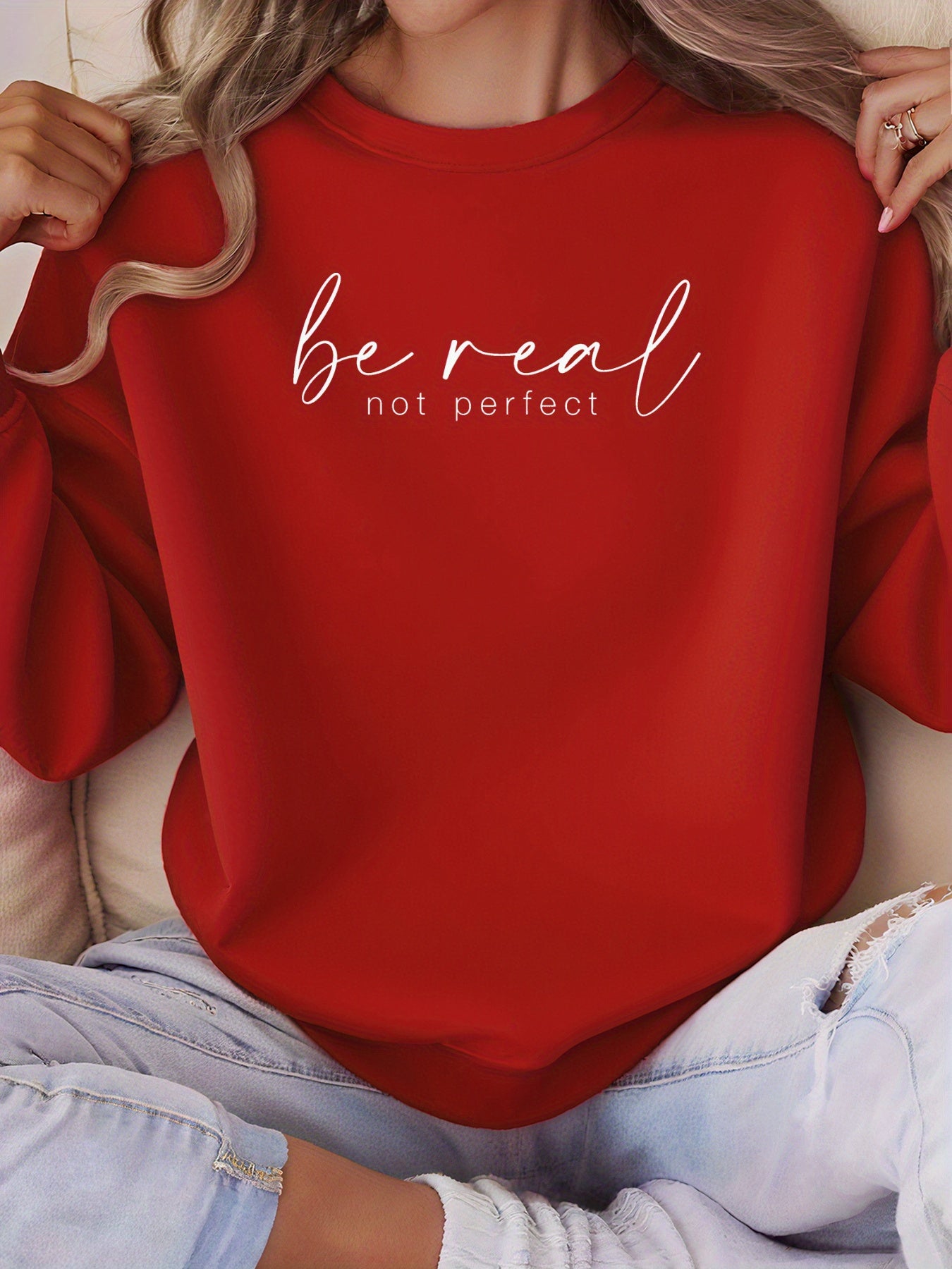 Damen Sweatshirt Rot Motivationsspruch