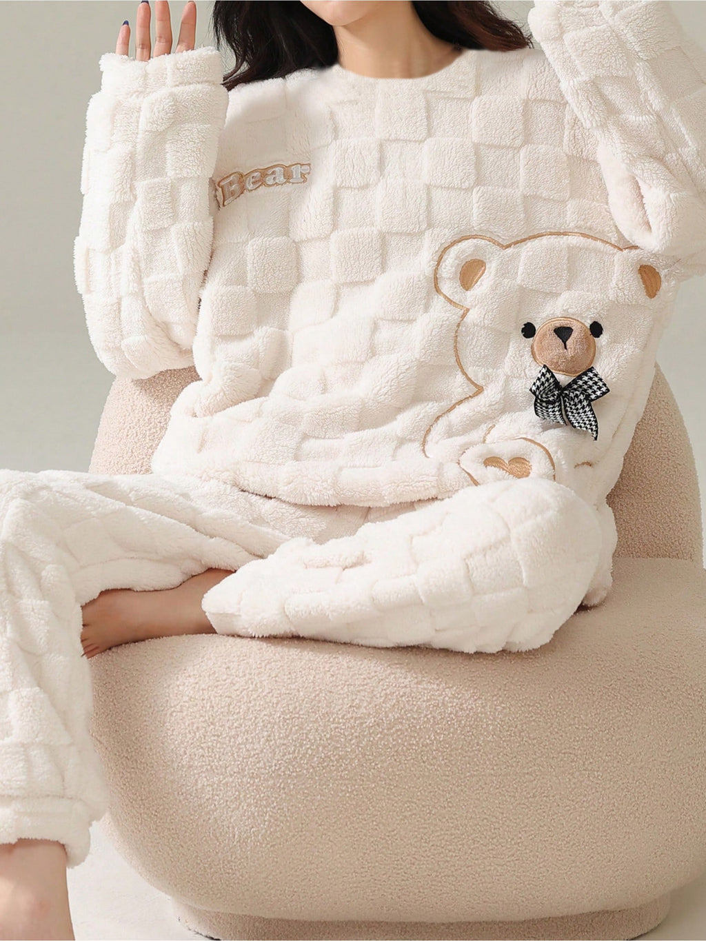 Damen Warmer Pyjama Bär Set