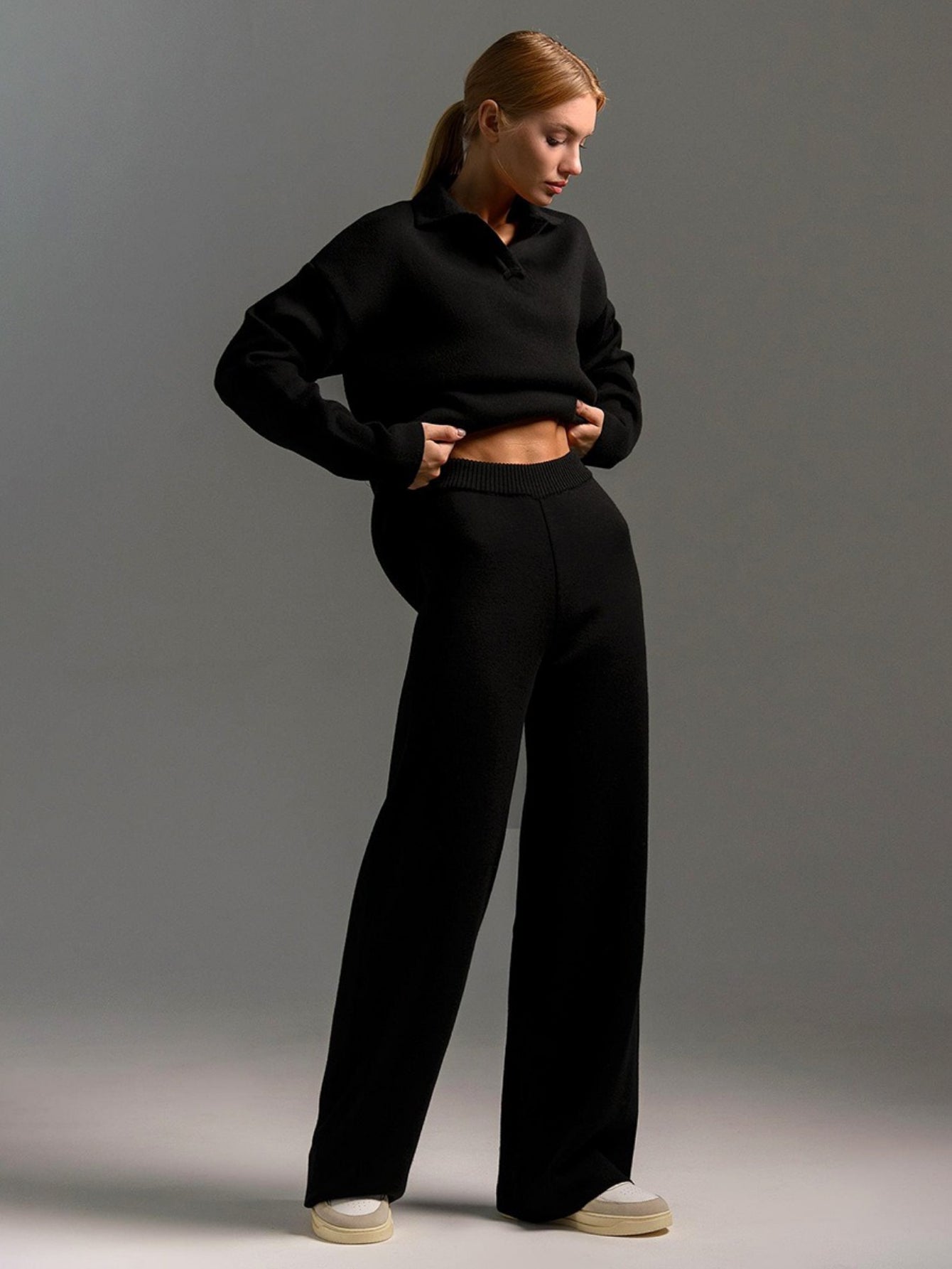 Damen Strick Zweiteiler Casual Elegant
