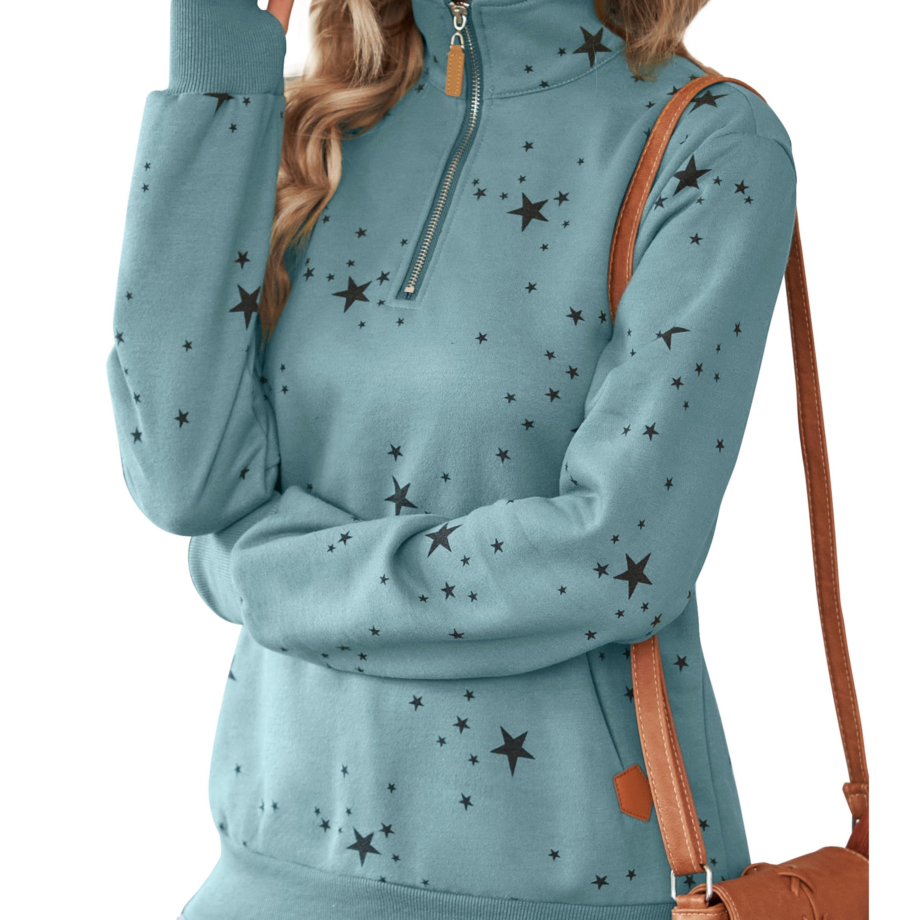 Damen Half Zip Sweatshirt Sterne