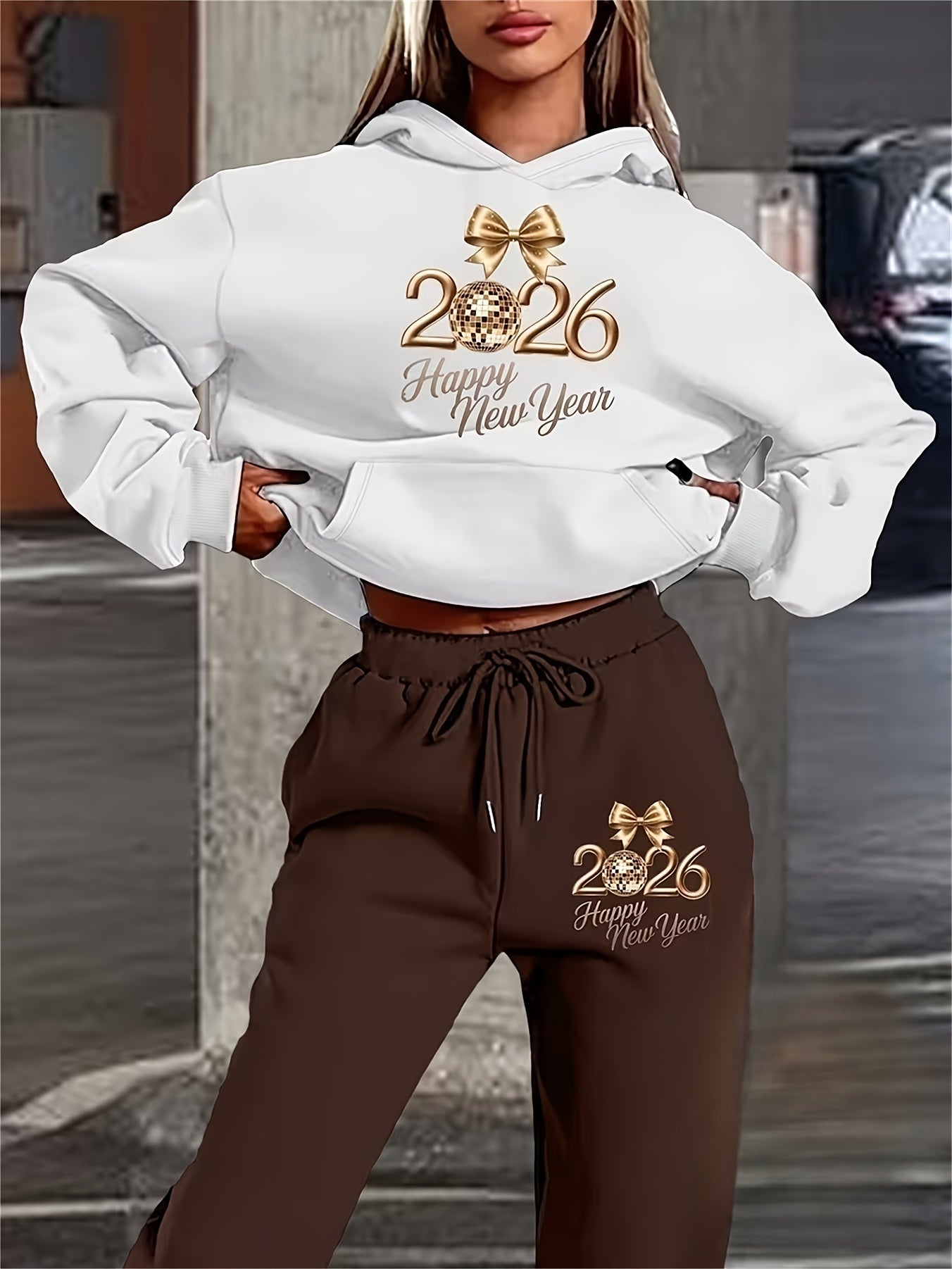 Damen Hoodie Hosen Set Print