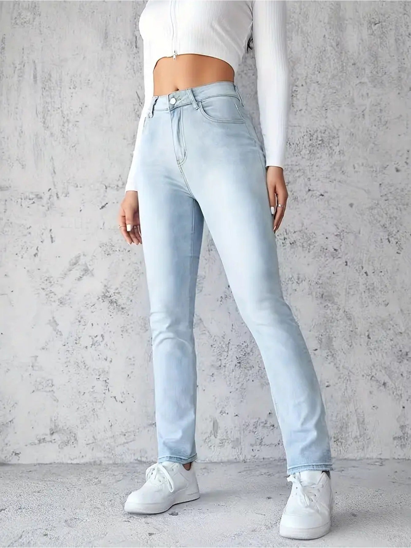 Damen Skinny Jeans Hellblau