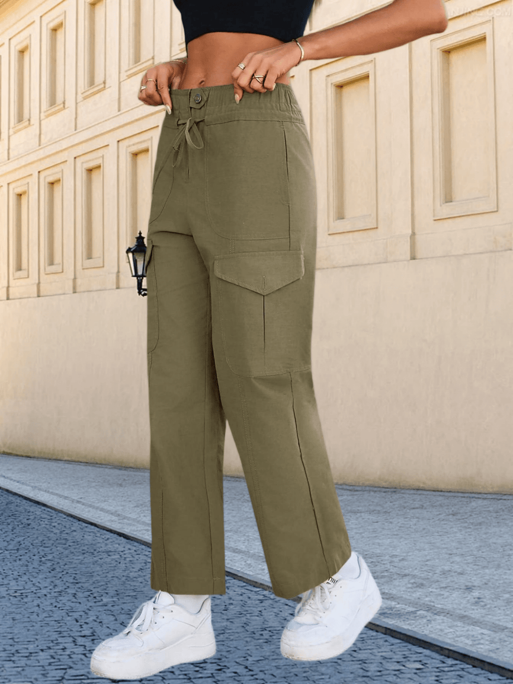 Damen Cargo Hose Wide Leg