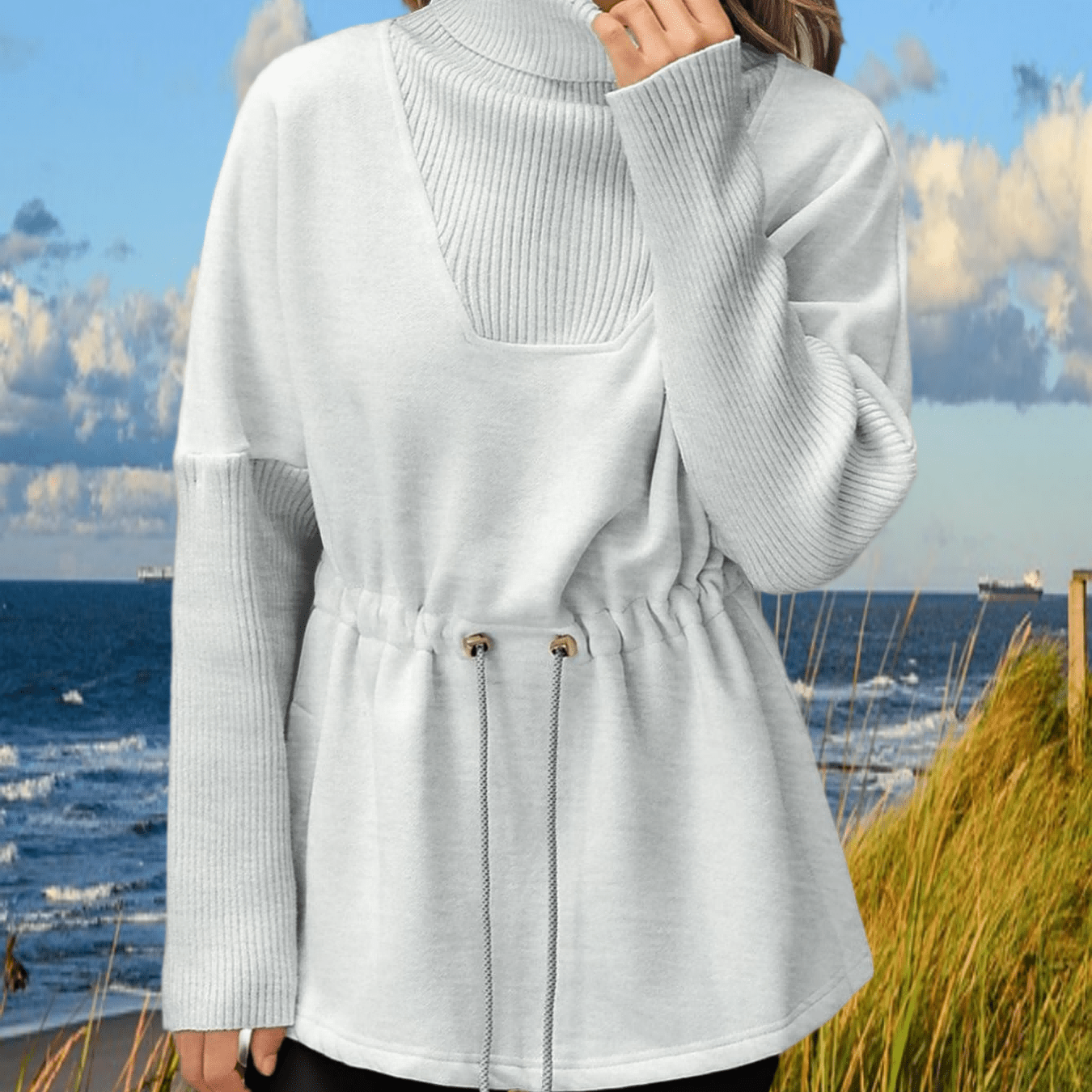 Damen Fleece Pullover Rollkragen