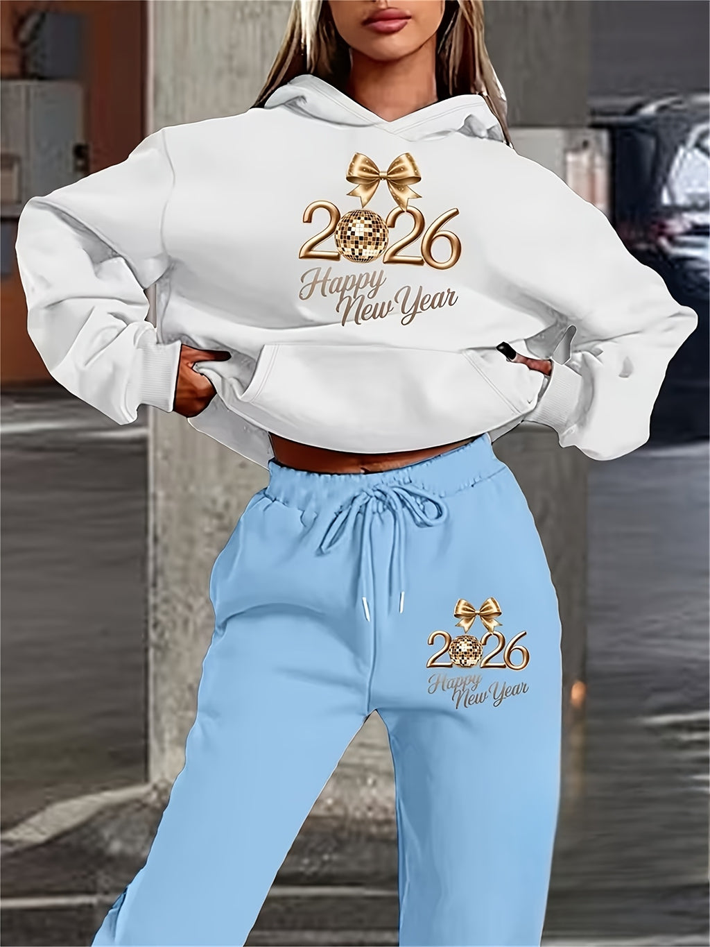 Damen Hoodie Hosen Set Print