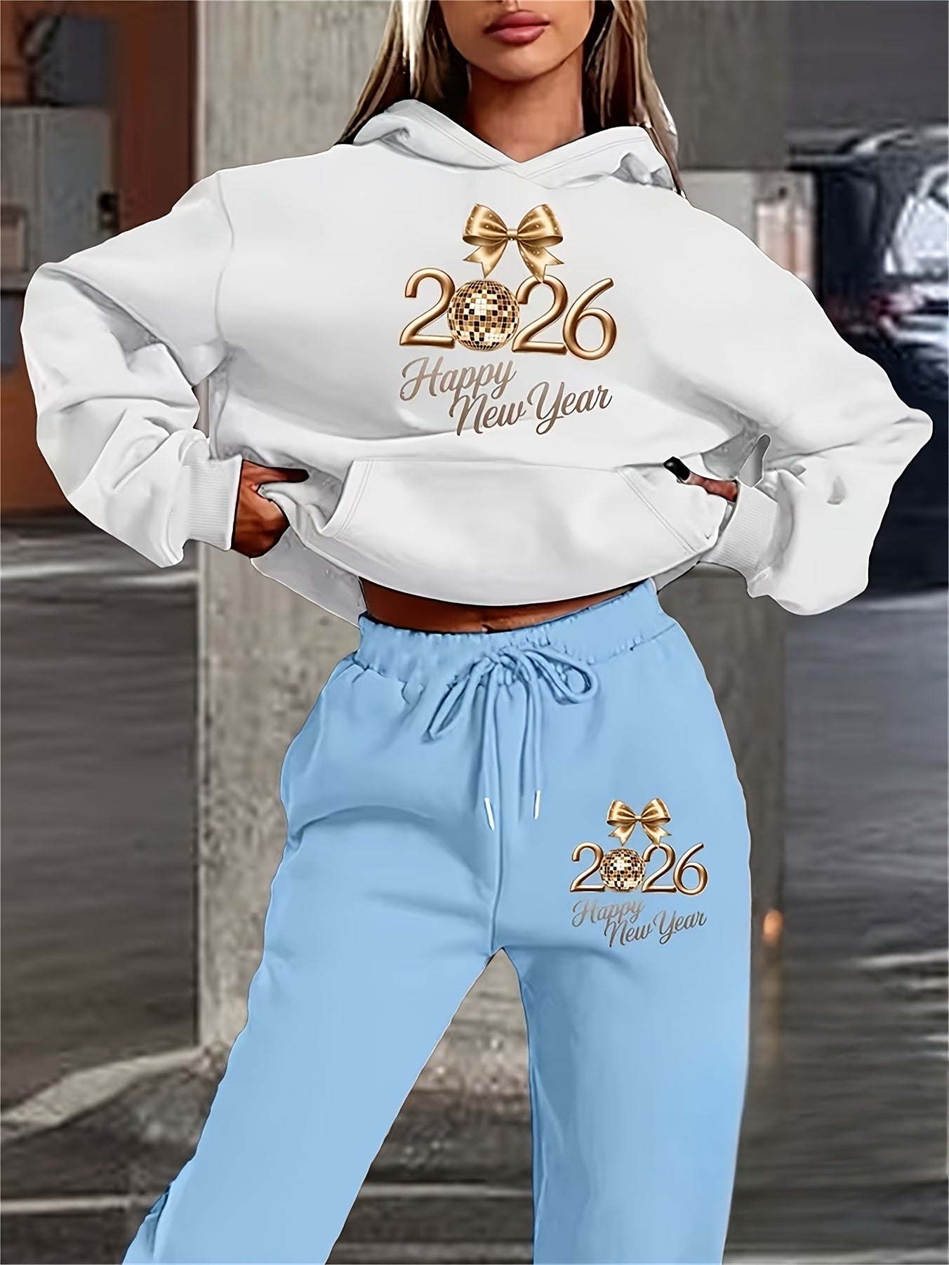 Damen Hoodie Hosen Set Print