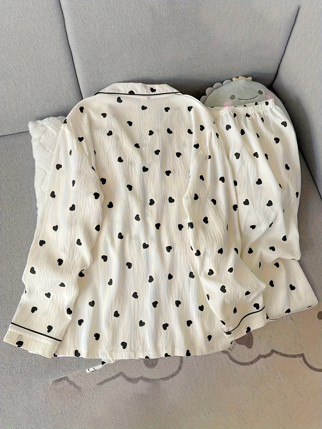 Damen Pyjama Set Herz Print