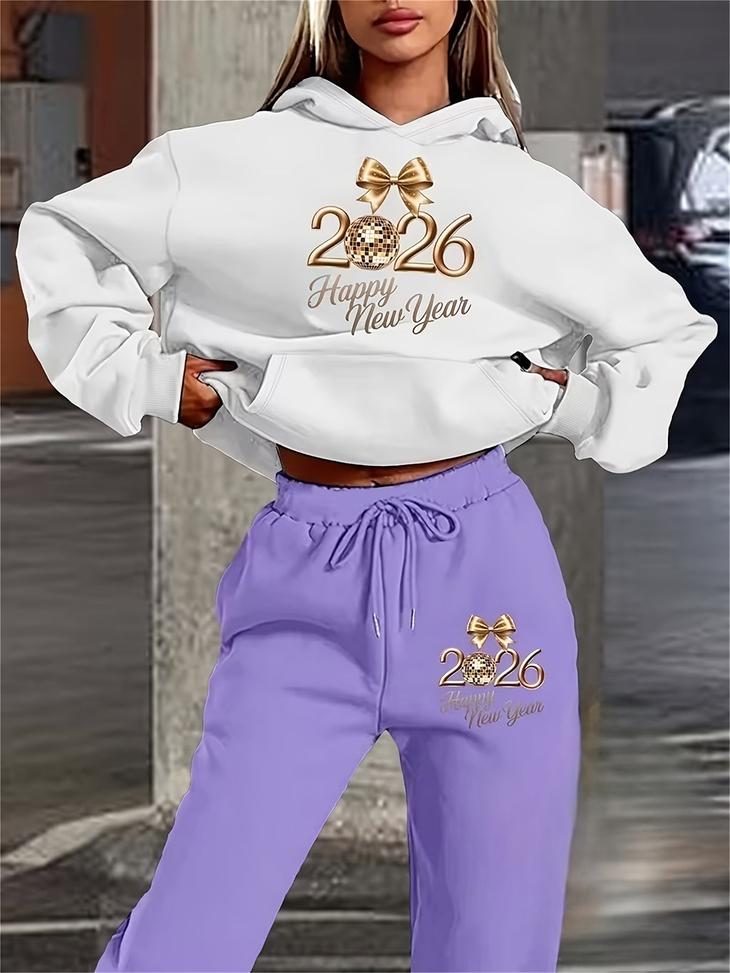 Damen Hoodie Hosen Set Print