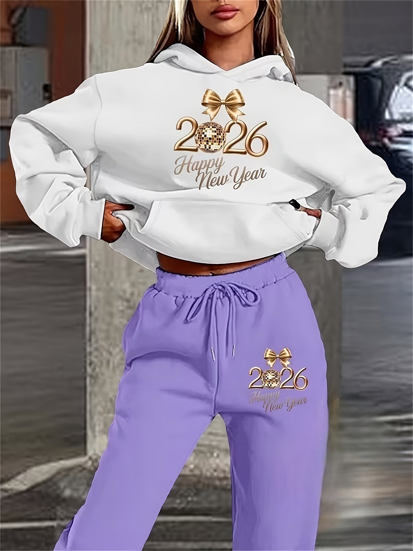 Damen Hoodie Hosen Set Print