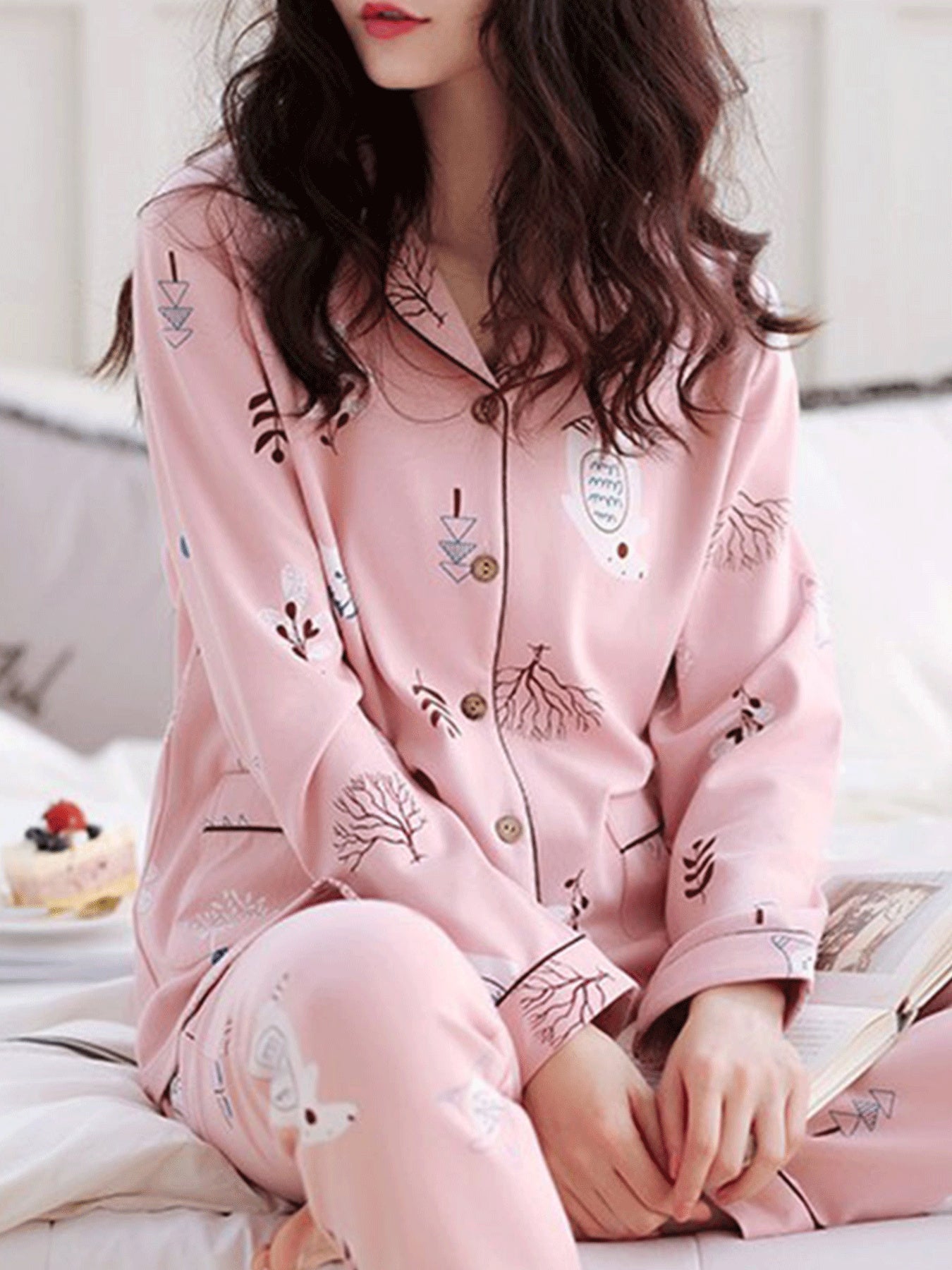 Damen Homewear Set Tiere Rosa