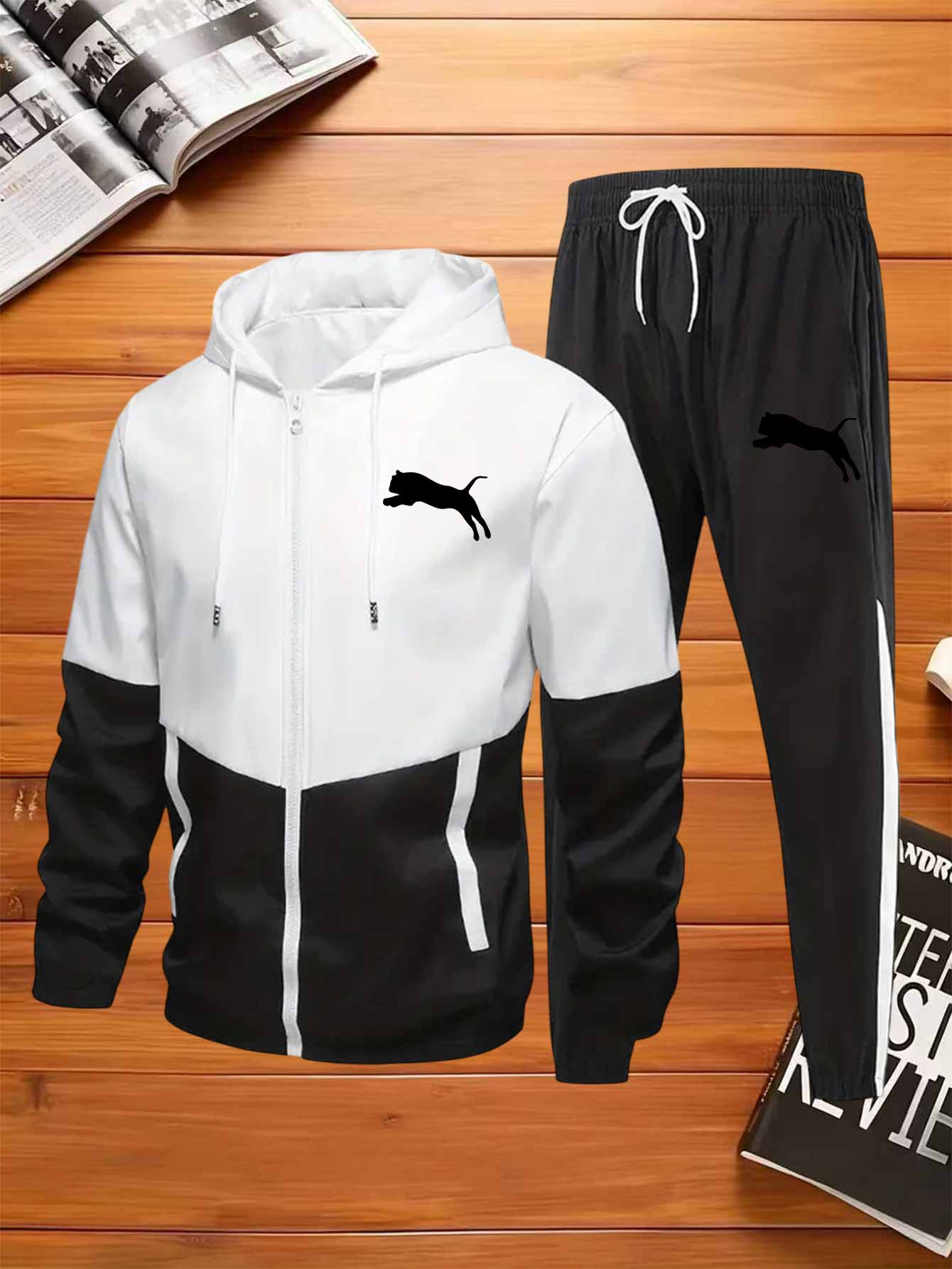 Herren Hoodie Jacken Set Patchwork