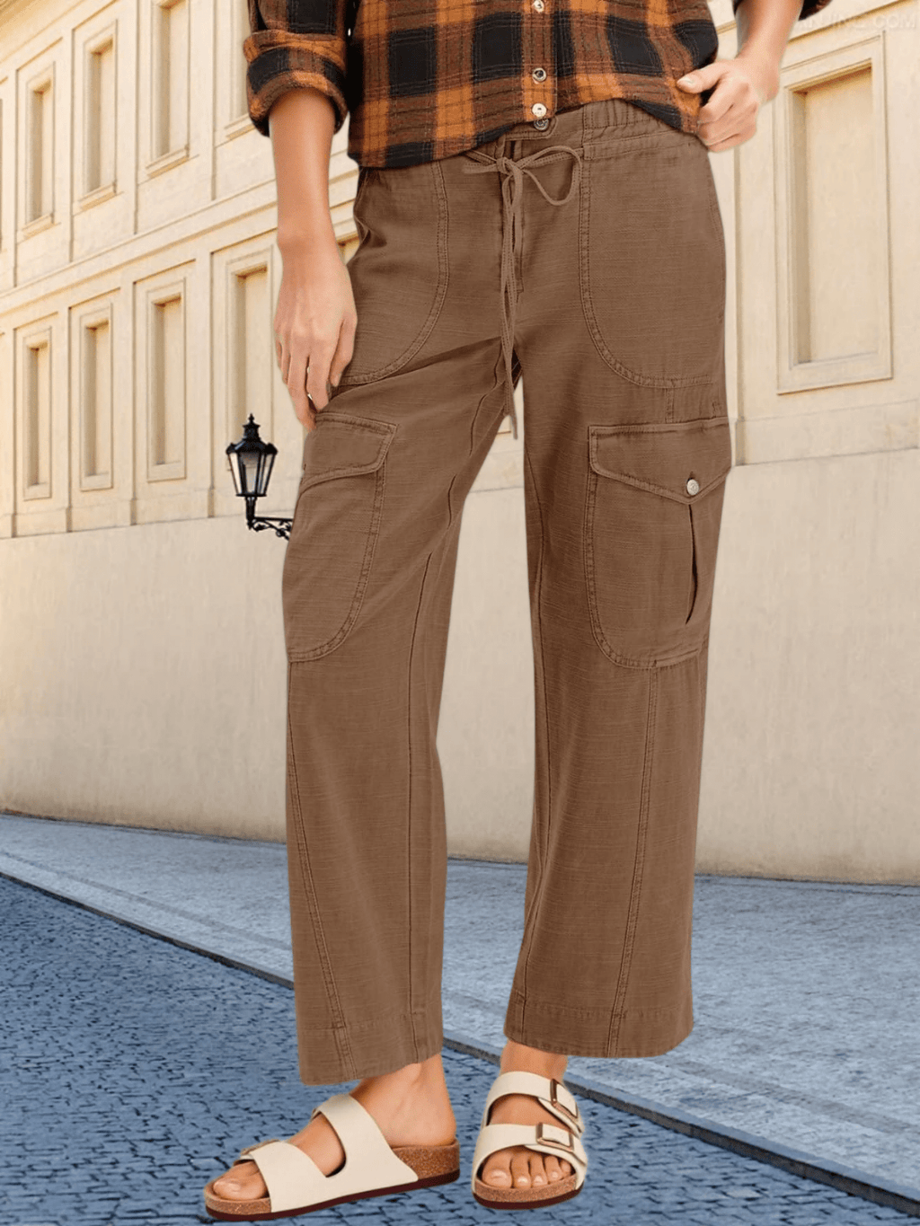 Damen Cargo Hose Wide Leg